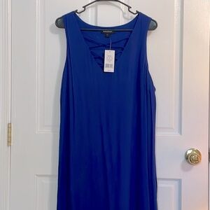 NWT Indication V Neck Dress Cobalt Blue Lace Up Front Shift Style Dress,…